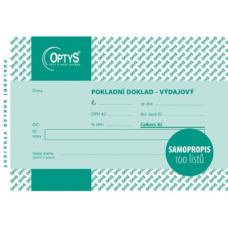 Výdajový doklad s DPH A6, jednoduchý, samopropisovací, 100 listů, obr. 1