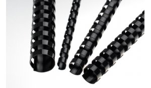 Kroužkový hřbet černý plast pro vazbu 25 mm, do 210 listů, 50ks  
